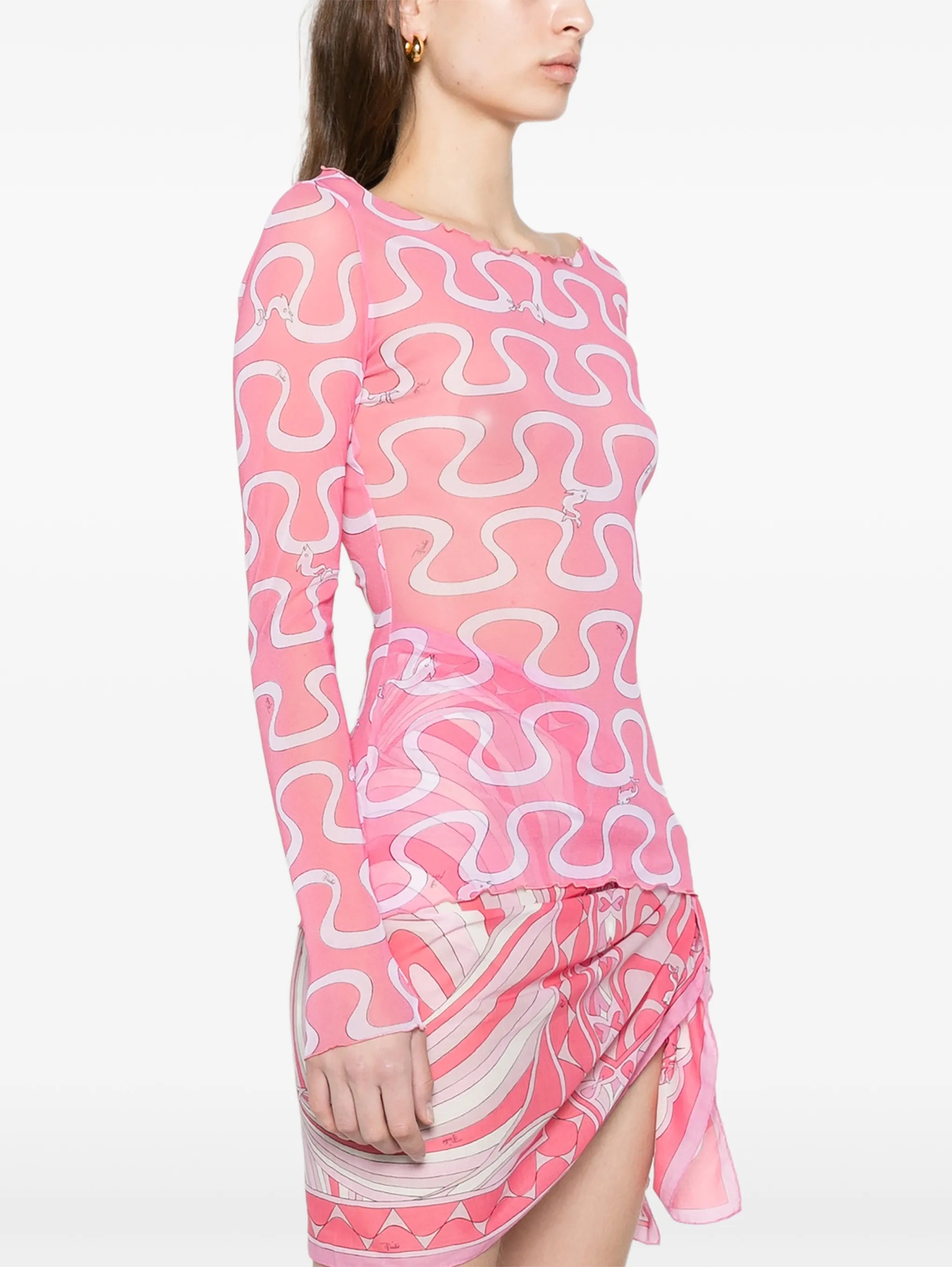 print tulle top