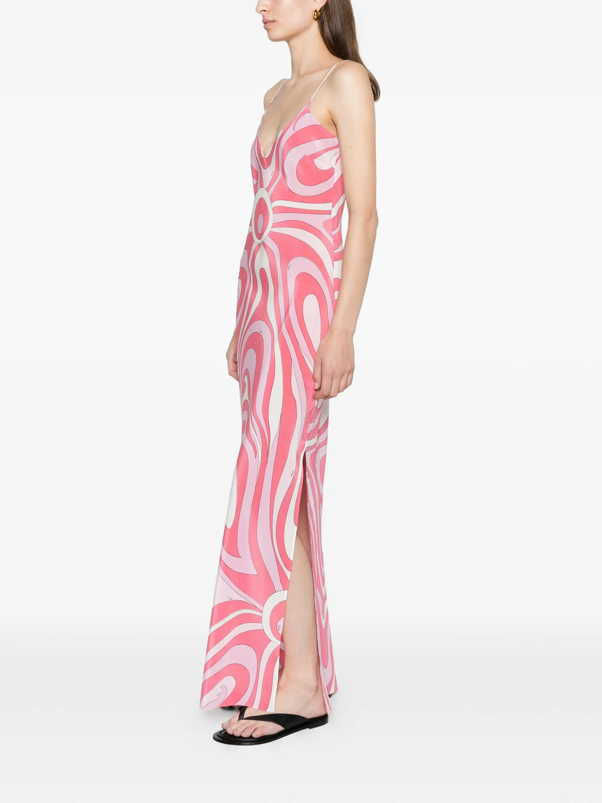 Iride-print silk maxi dress