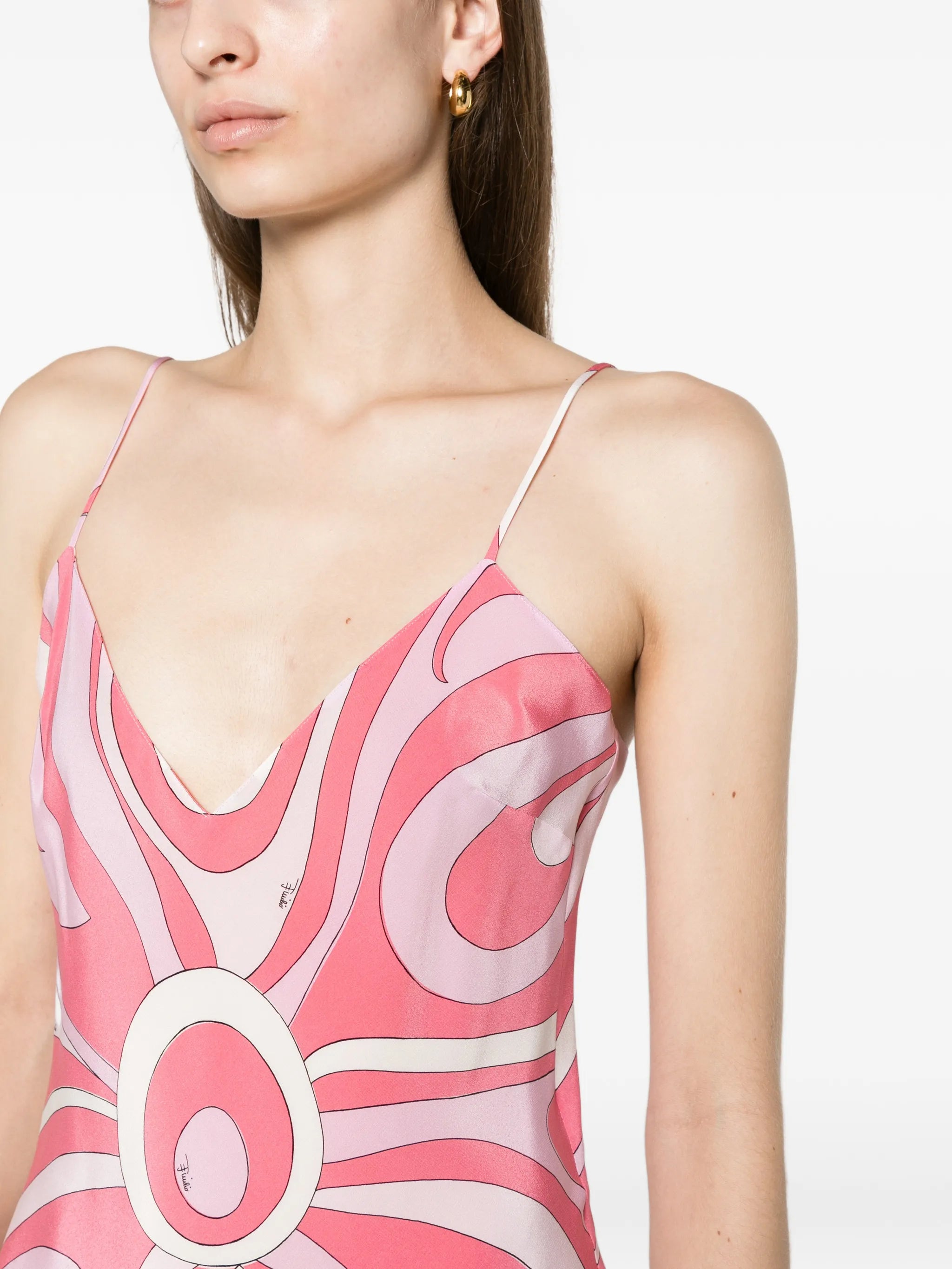 Iride-print silk maxi dress