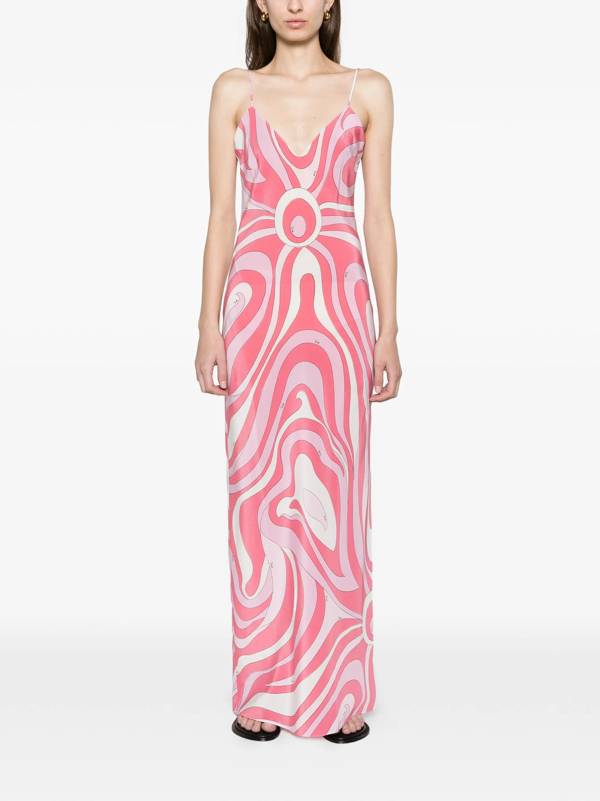 Iride-print silk maxi dress