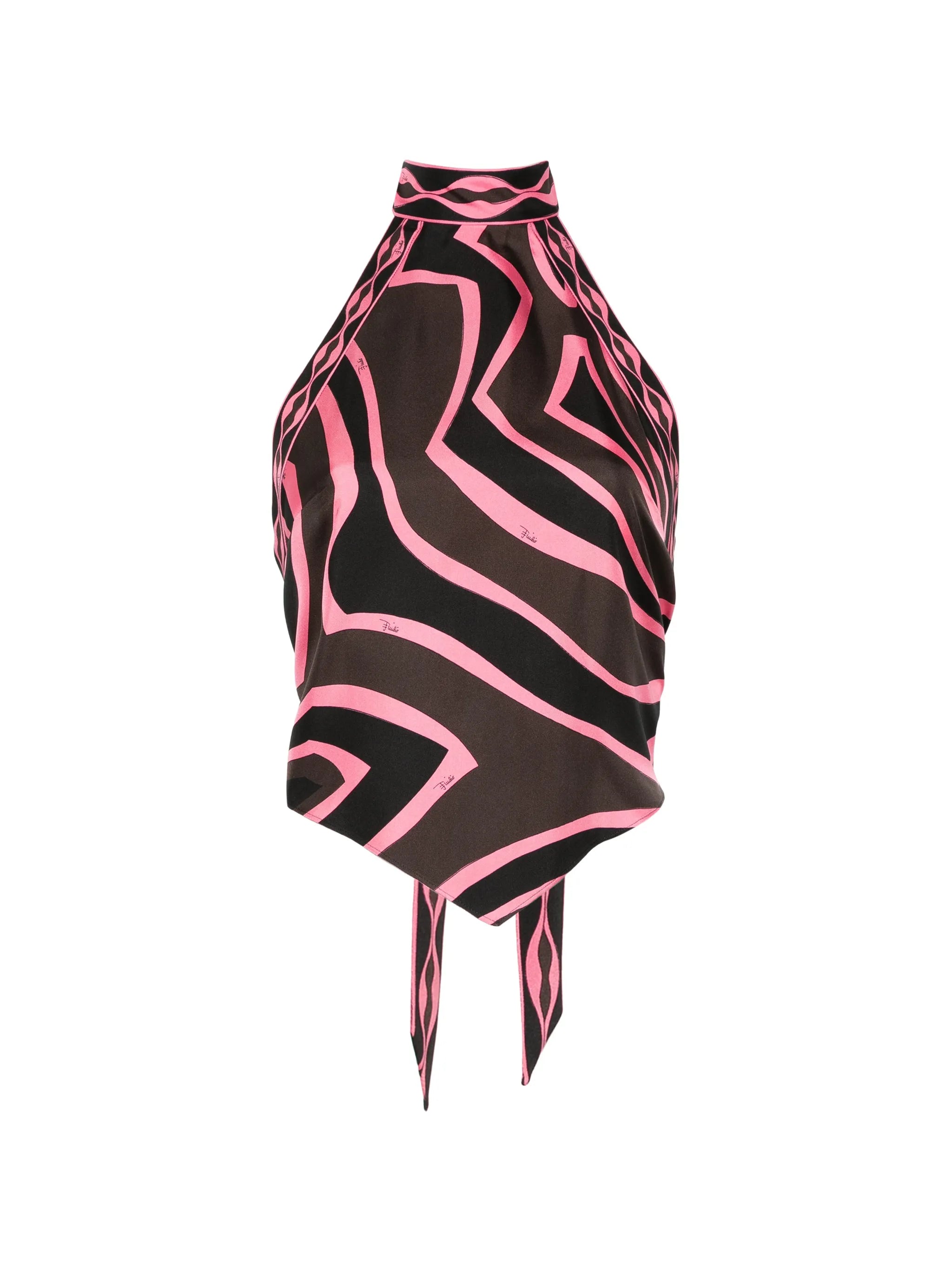 labirinto print silk scarf top