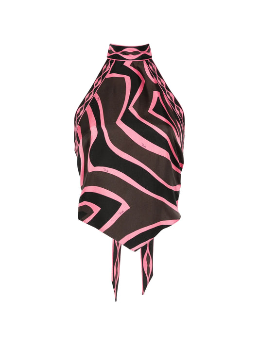 labirinto print silk scarf top
