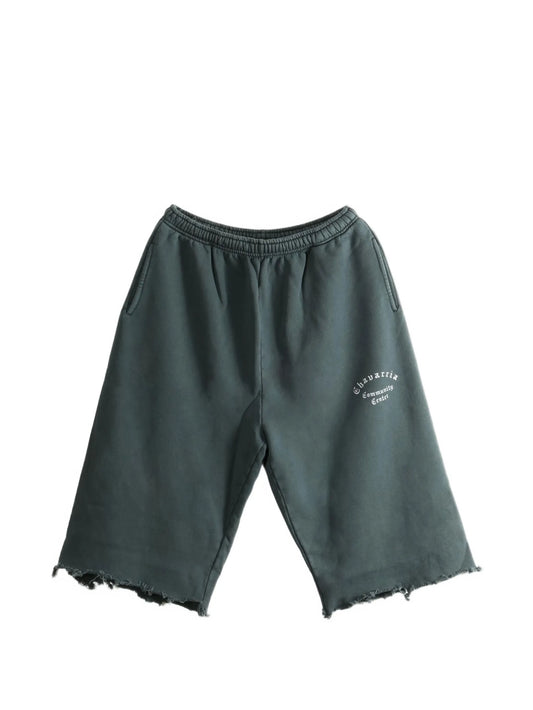 logo-print raw-cut shorts