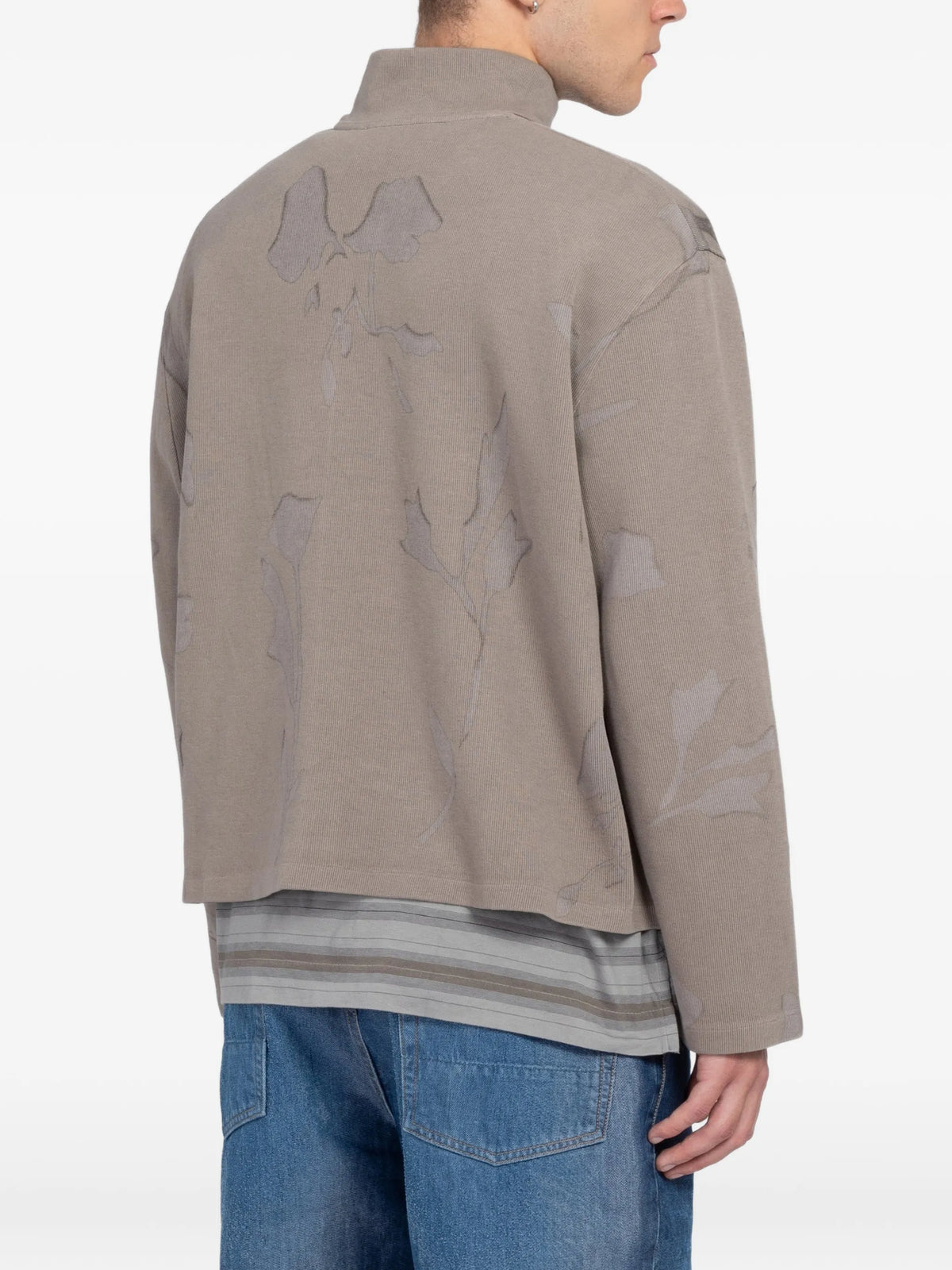 Shrunken floral-print zip sweatshirt