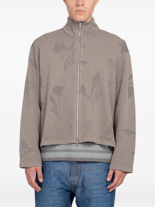 Shrunken floral-print zip sweatshirt