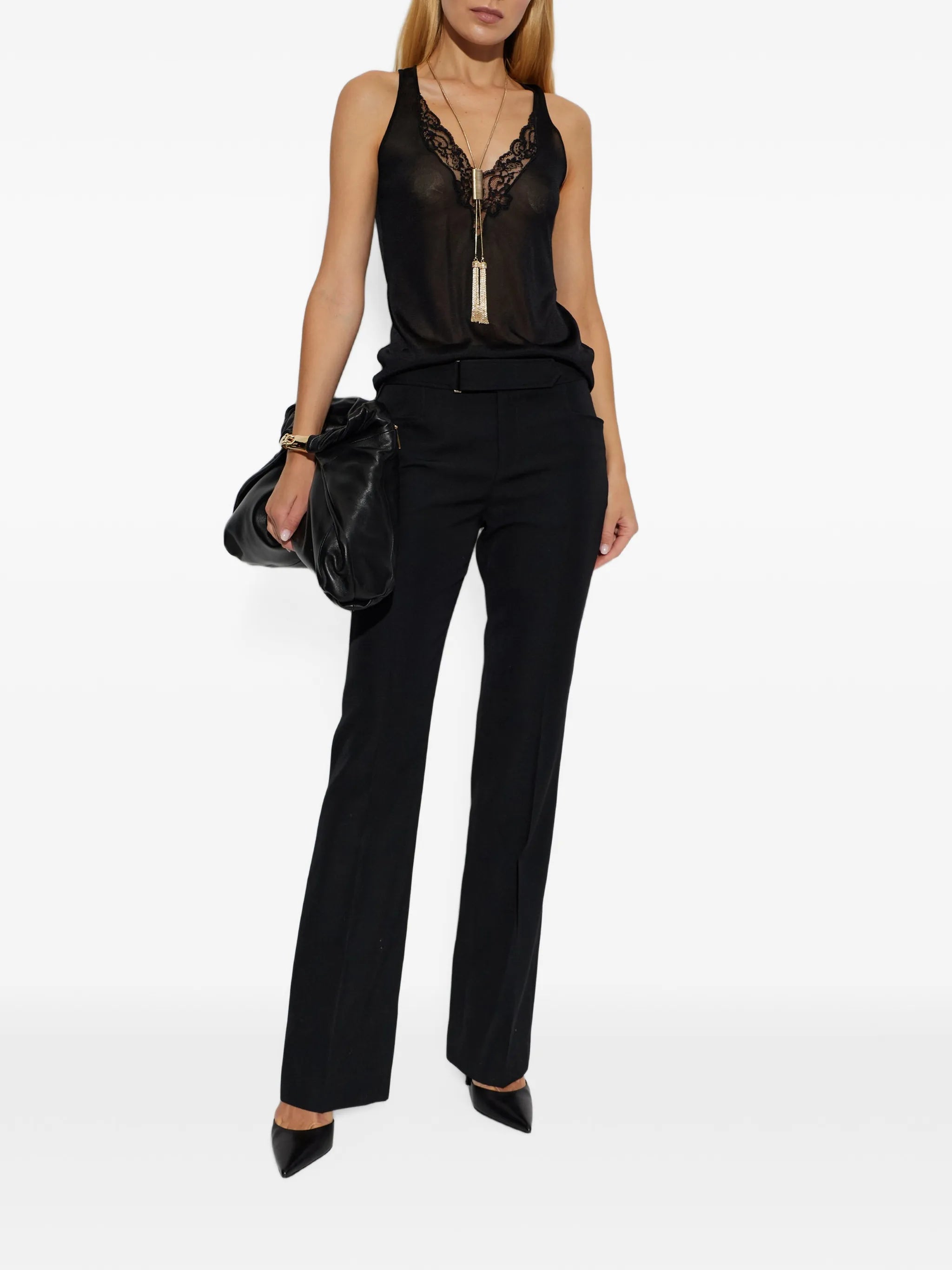 pointed-toe ankle-strap pumps