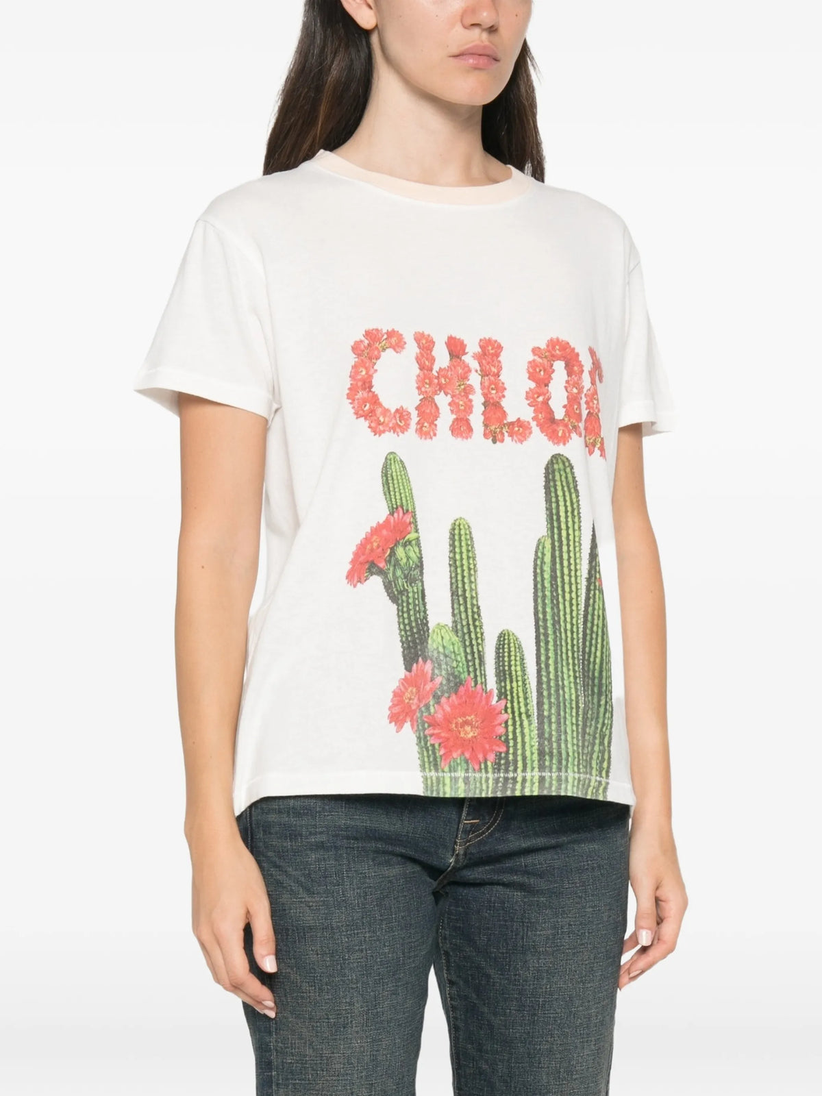 cactus-print T-shirt