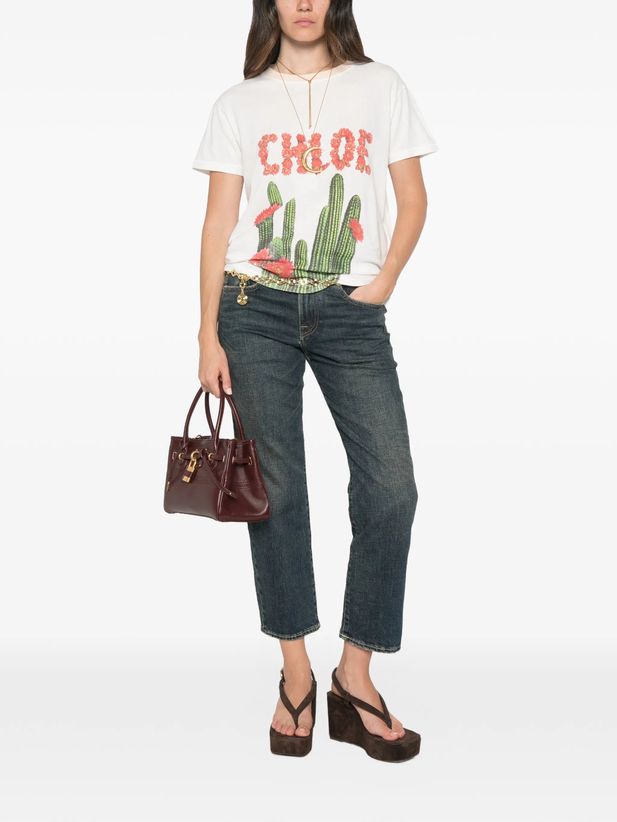 cactus-print T-shirt