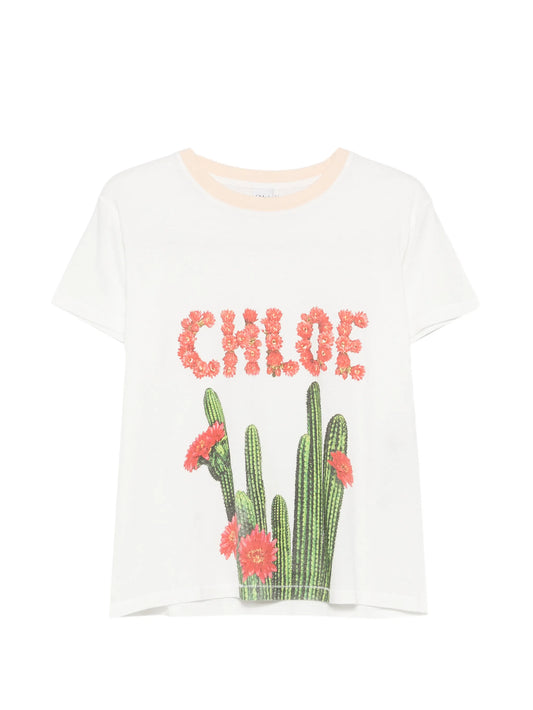 cactus-print T-shirt