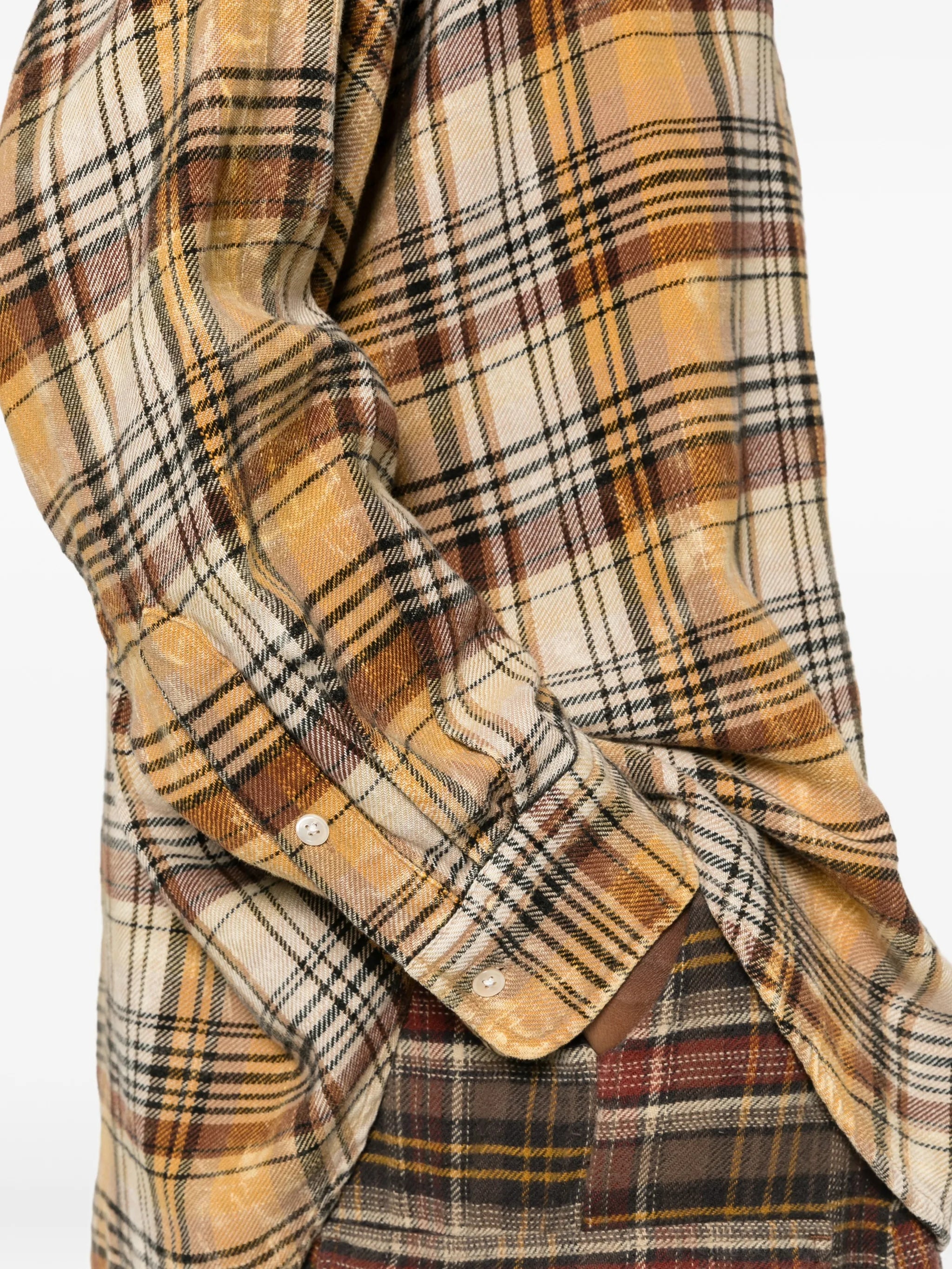 plaid-check distressed shirt