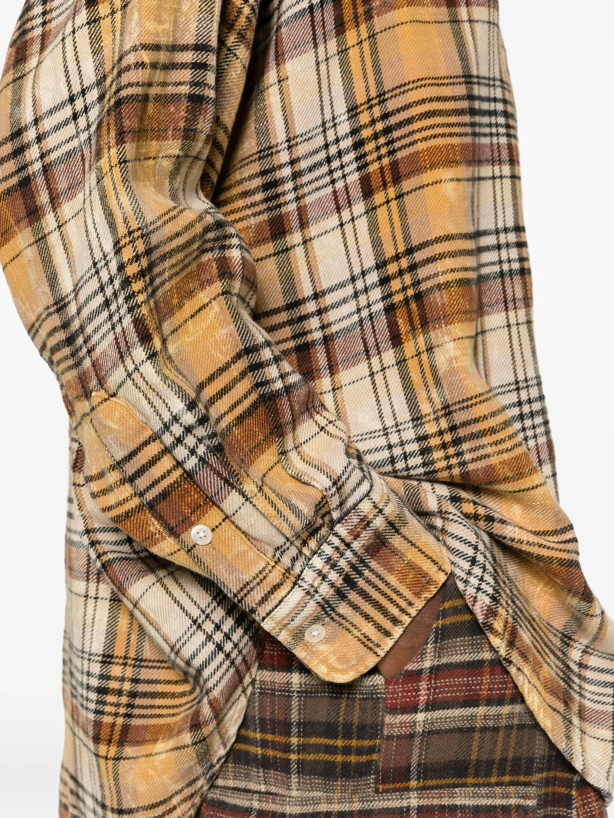 plaid-check distressed shirt
