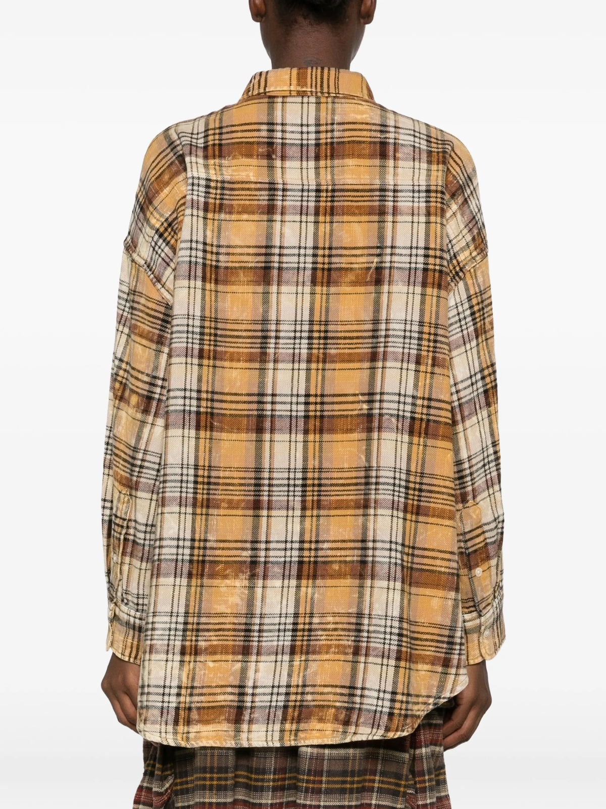 plaid-check distressed shirt