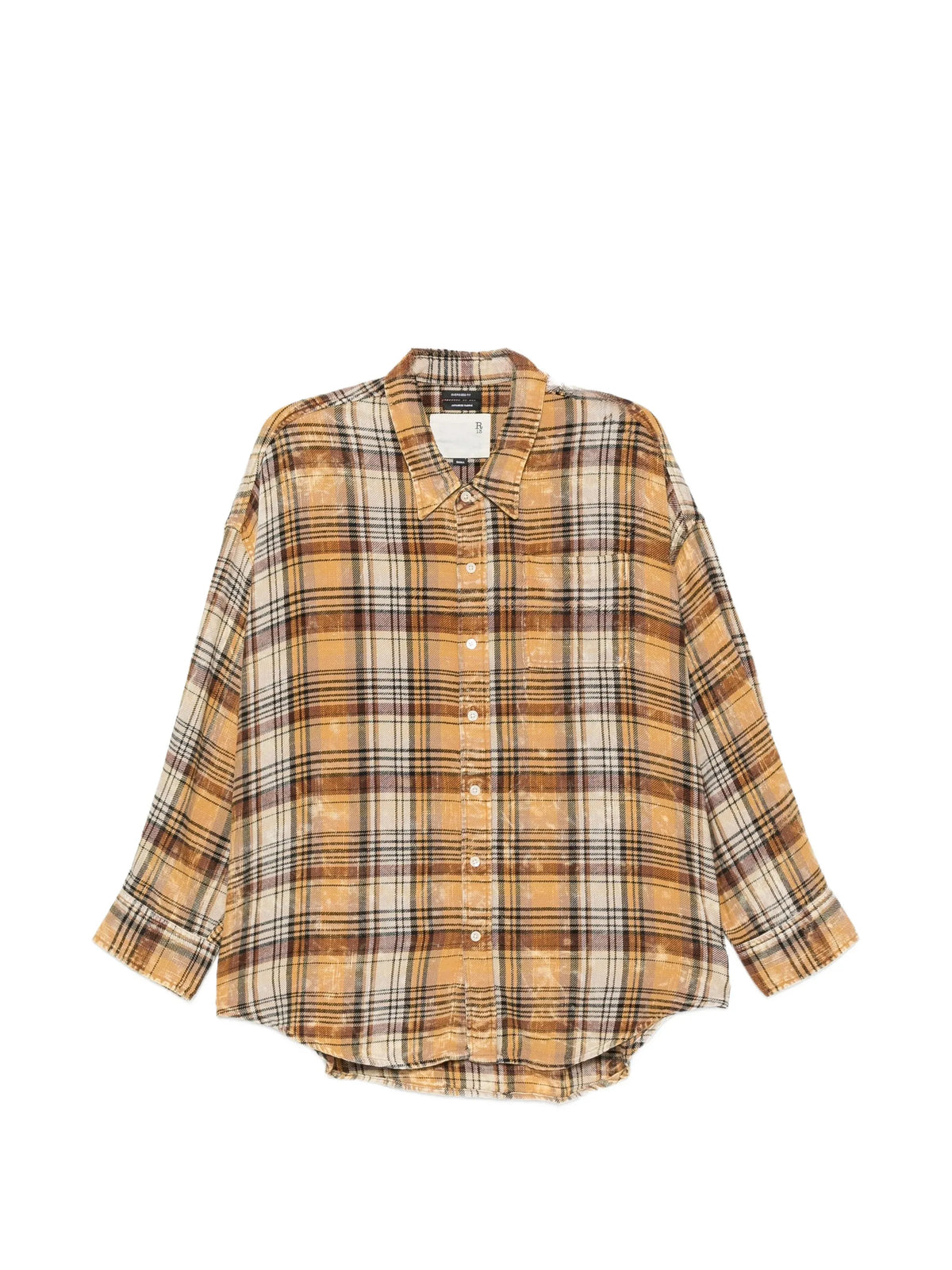 plaid-check distressed shirt