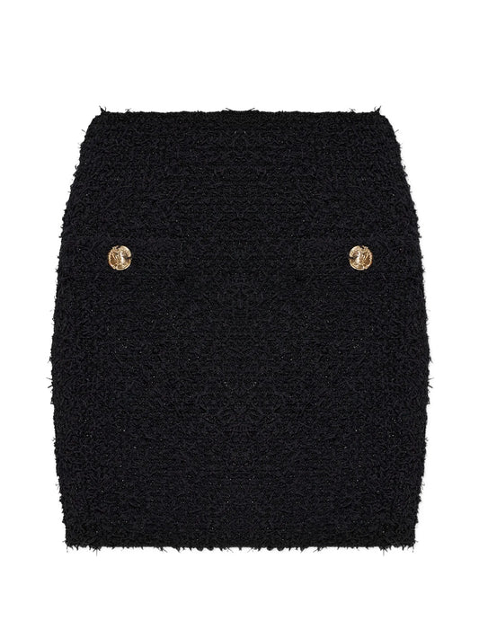 button-embellished mini skirt