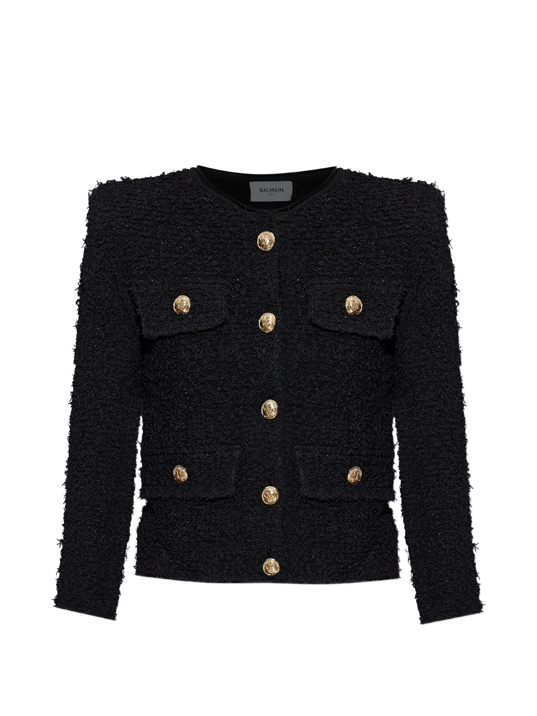 tweed shoulder-pads jacket