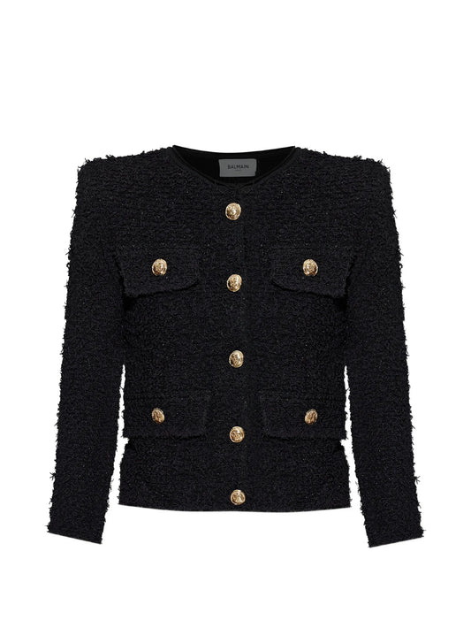 tweed shoulder-pads jacket