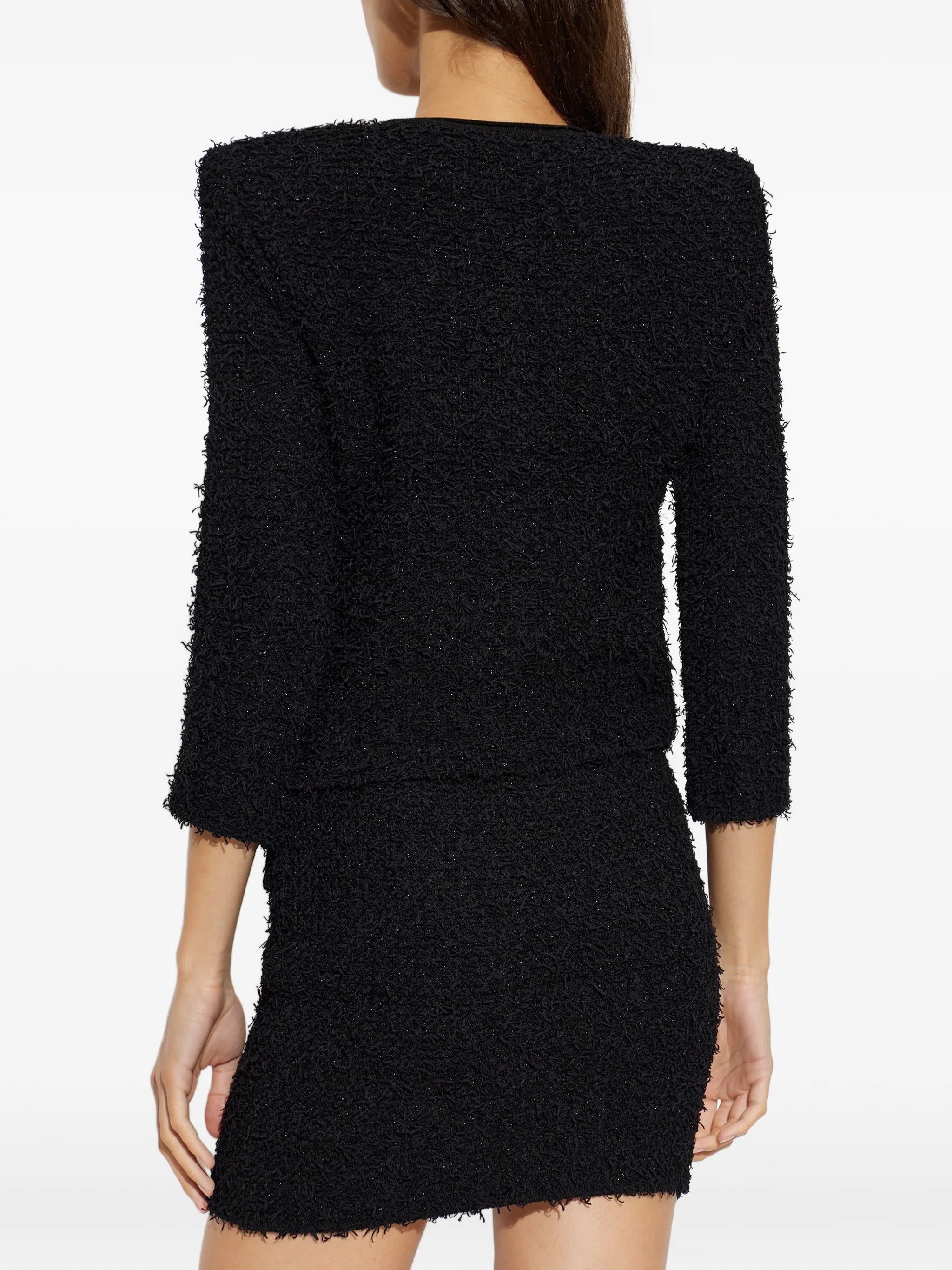 tweed shoulder-pads jacket