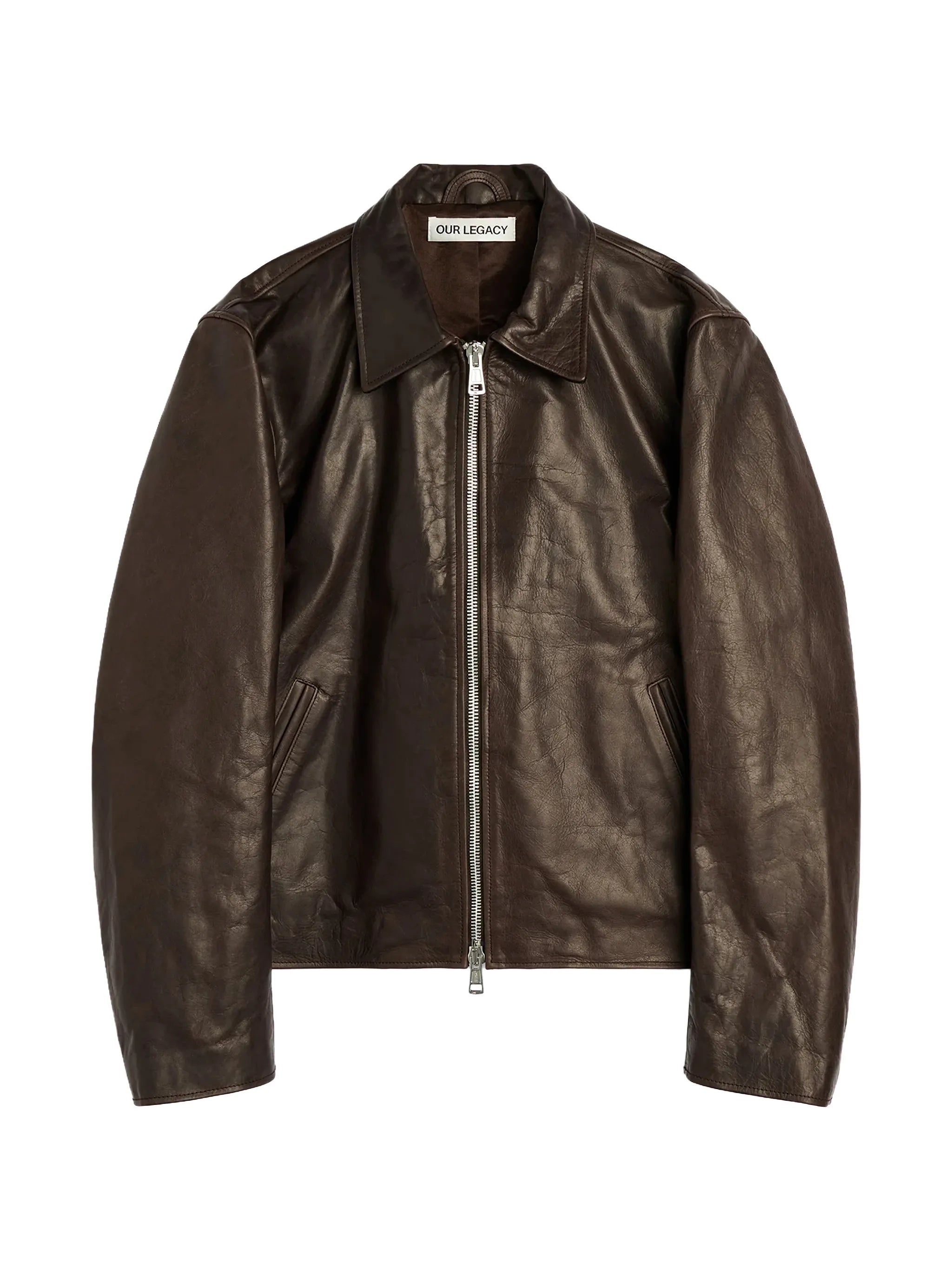 zip-up leather jacket