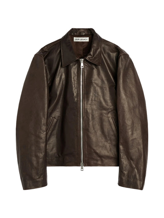 zip-up leather jacket