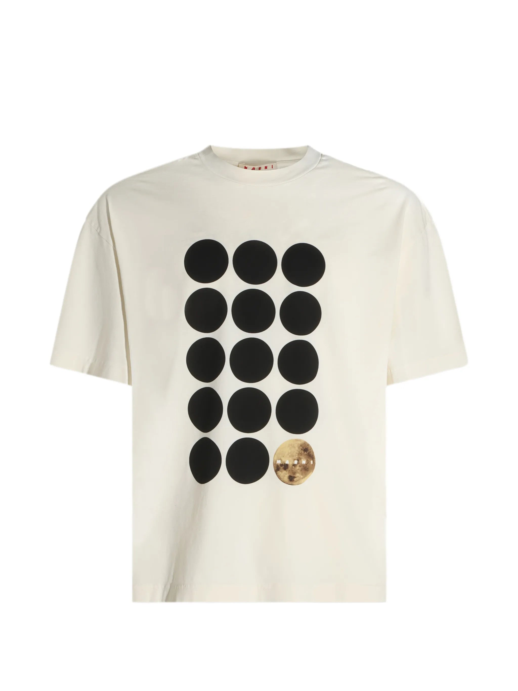 white cotton T-shirt with planet print