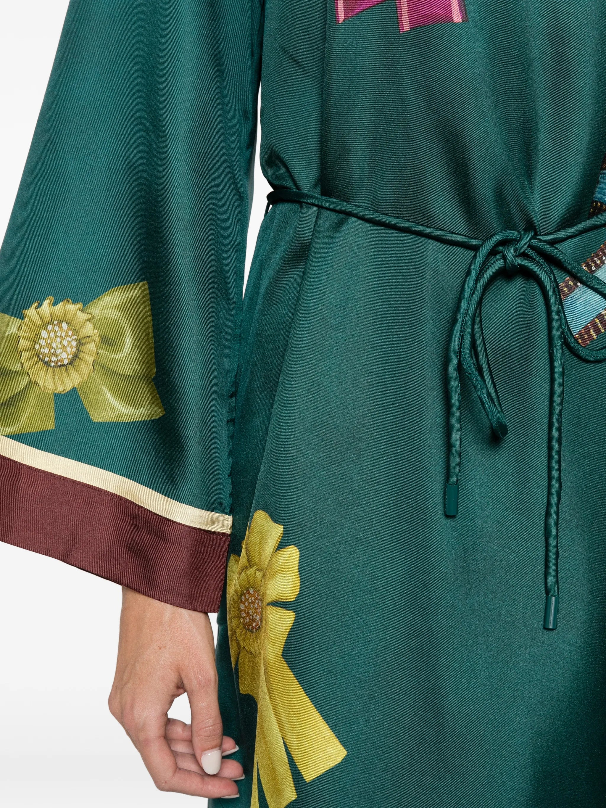 Rosette silk midi dress