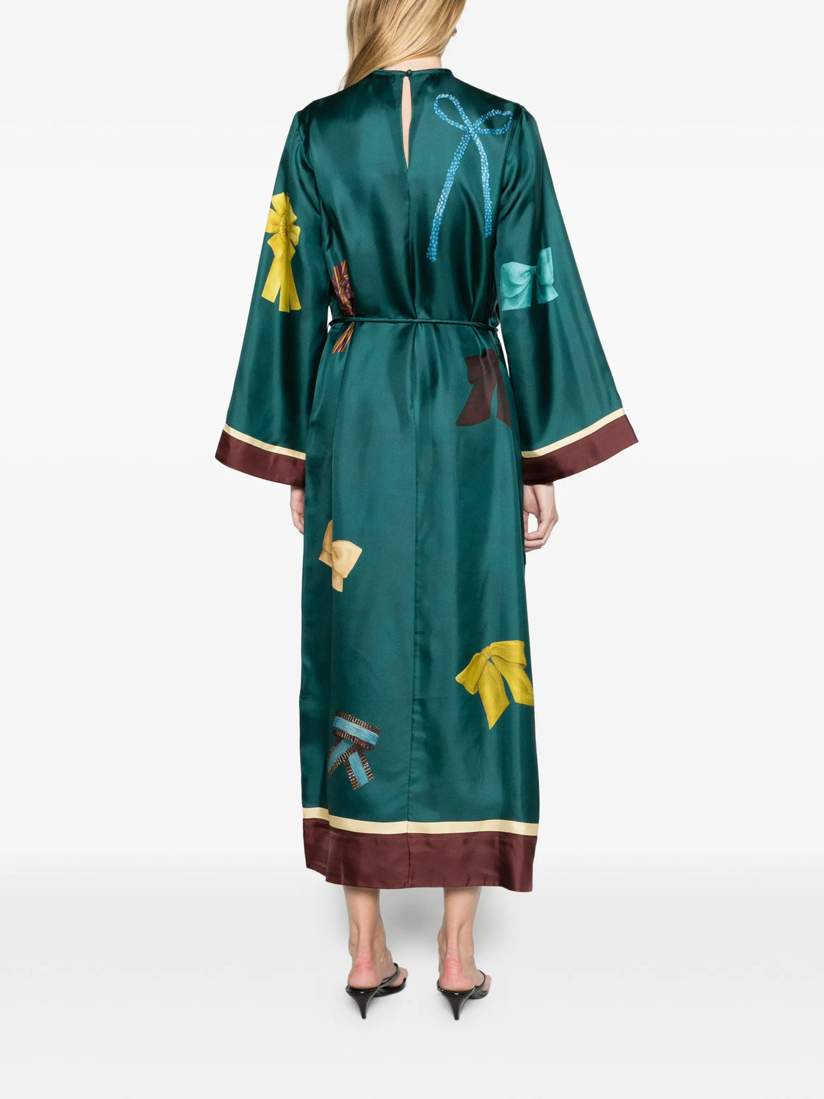 Rosette silk midi dress
