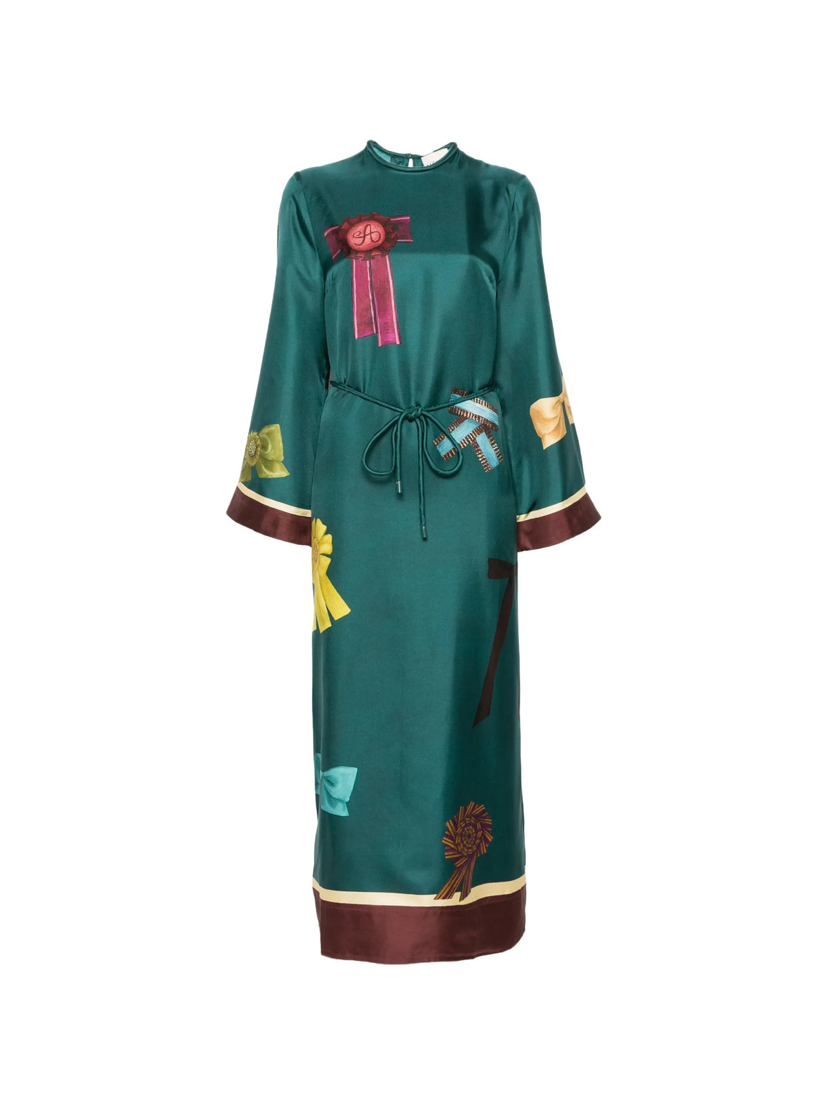 Rosette silk midi dress