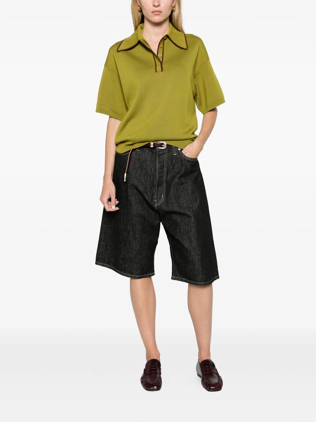 Valentina olive knit polo