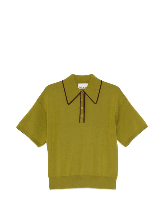Valentina olive knit polo