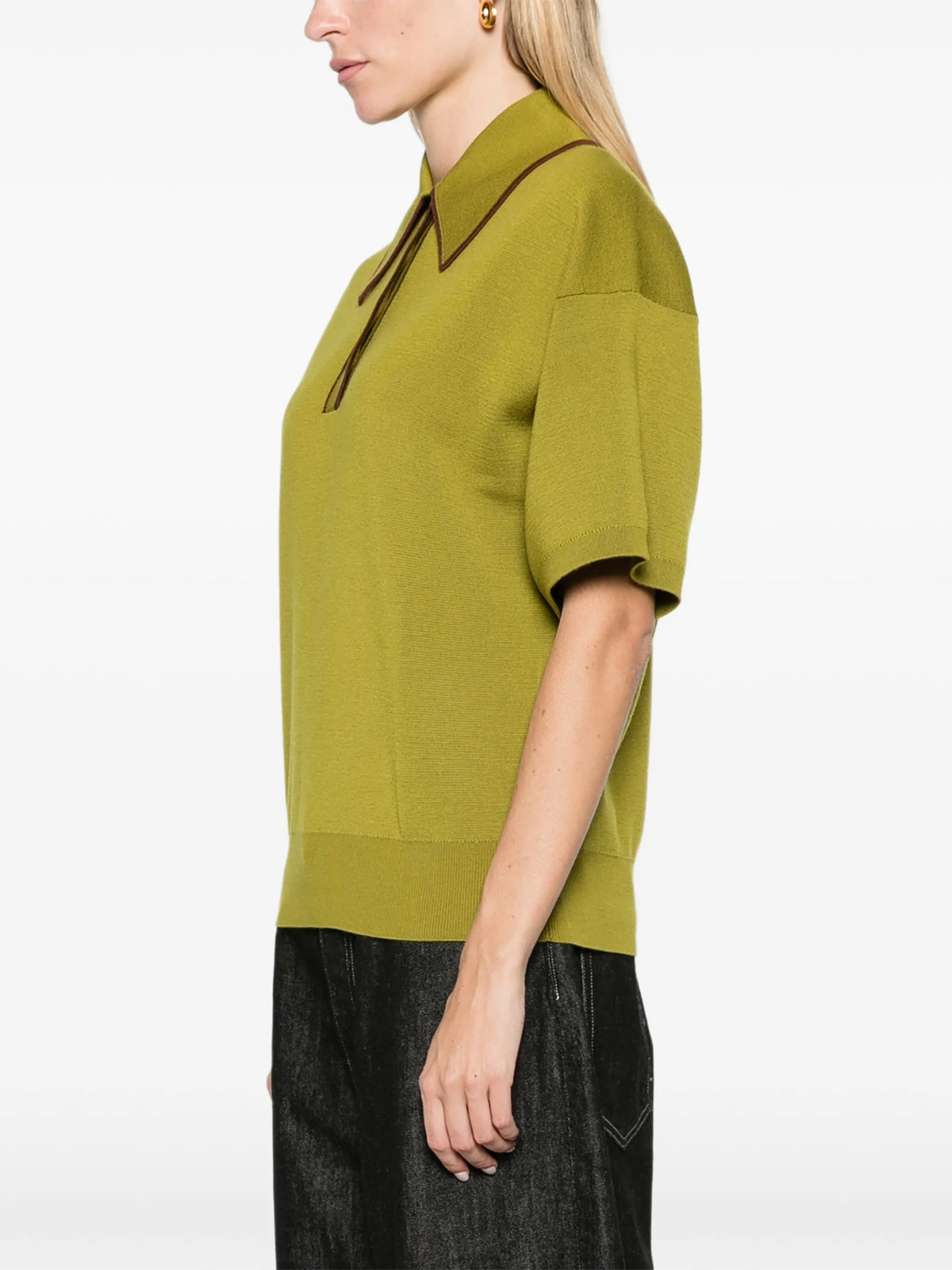 Valentina olive knit polo