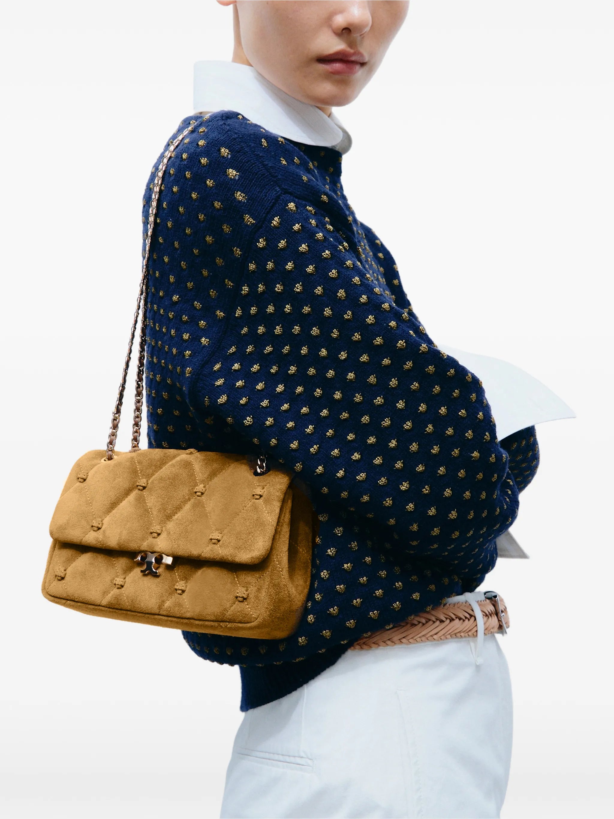 small Bunny Knot suede shoulder bag