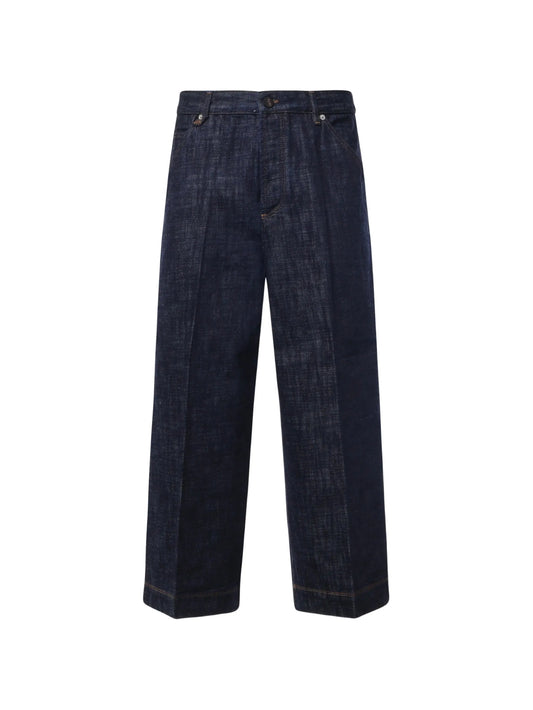 wide-leg pleated jeans