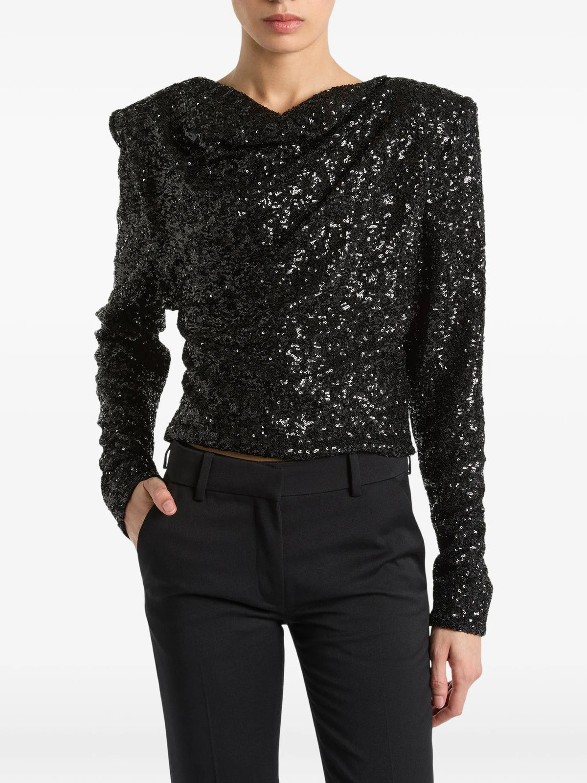 sequinned top with bow