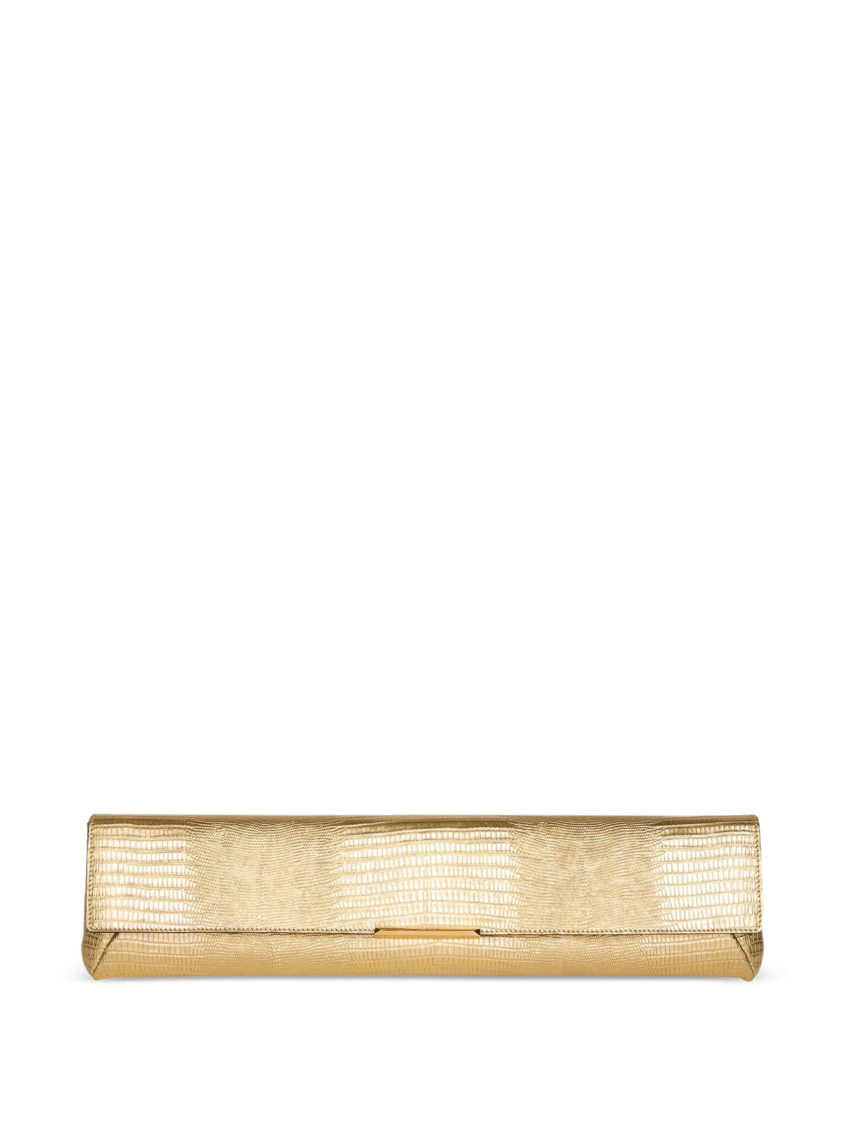 long clutch bag in metallic textured leather