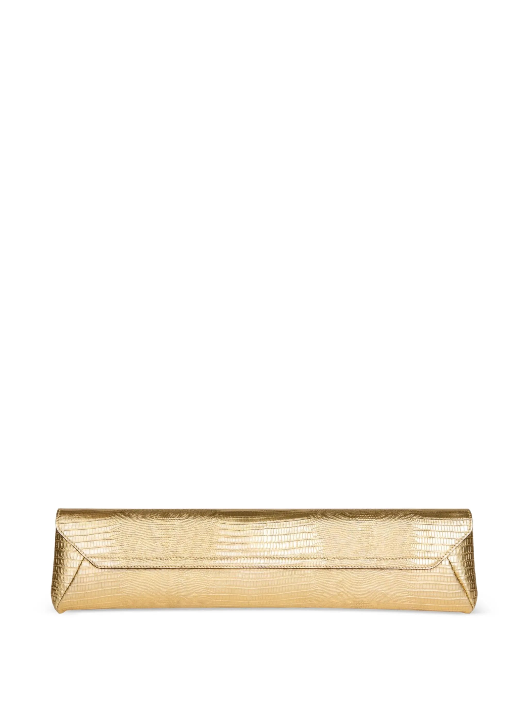 long clutch bag in metallic textured leather