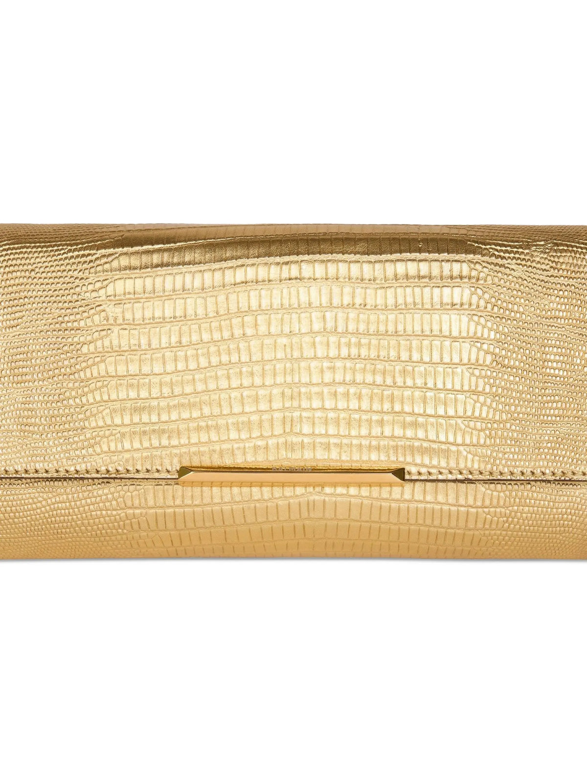 long clutch bag in metallic textured leather