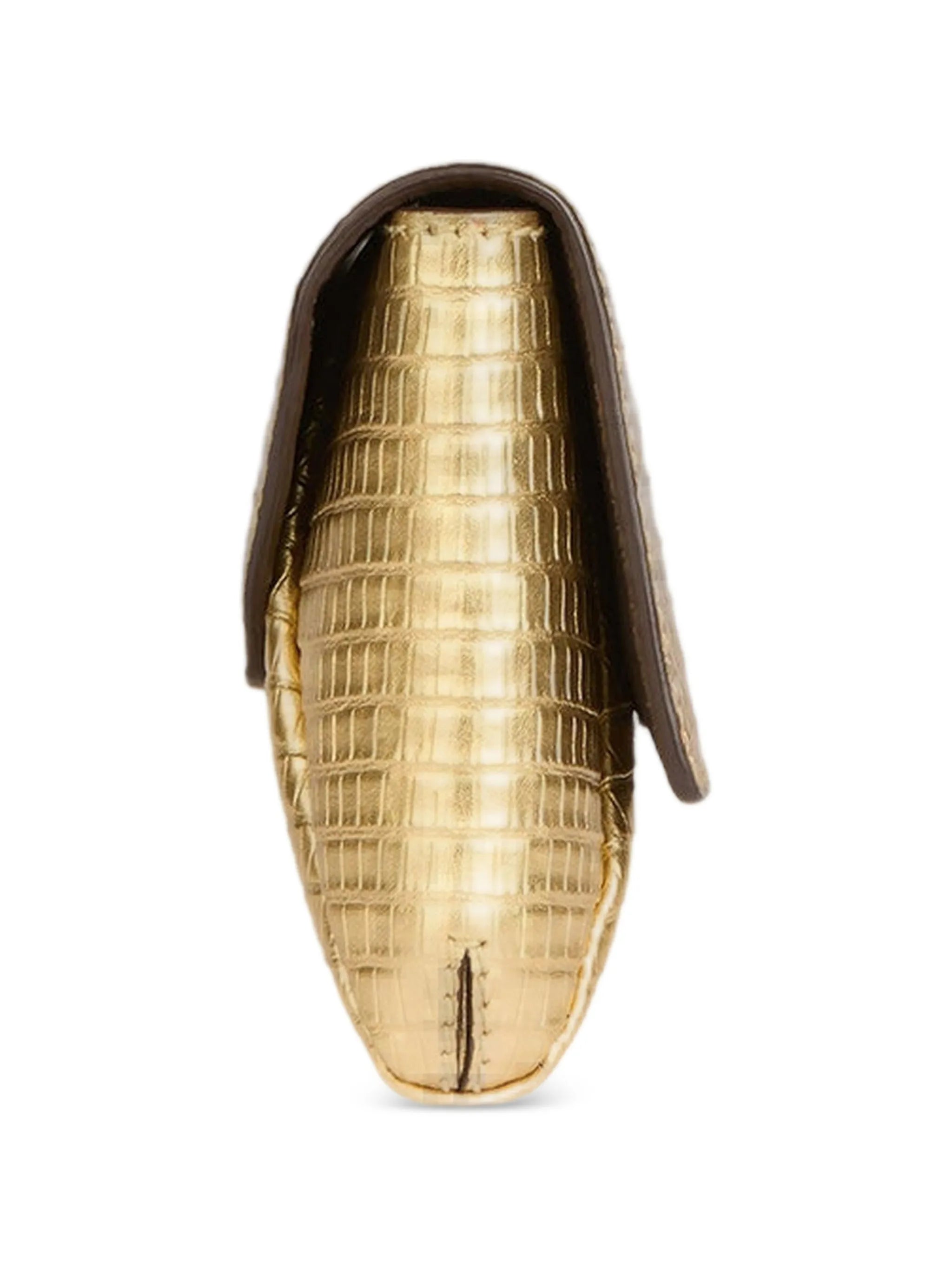 long clutch bag in metallic textured leather