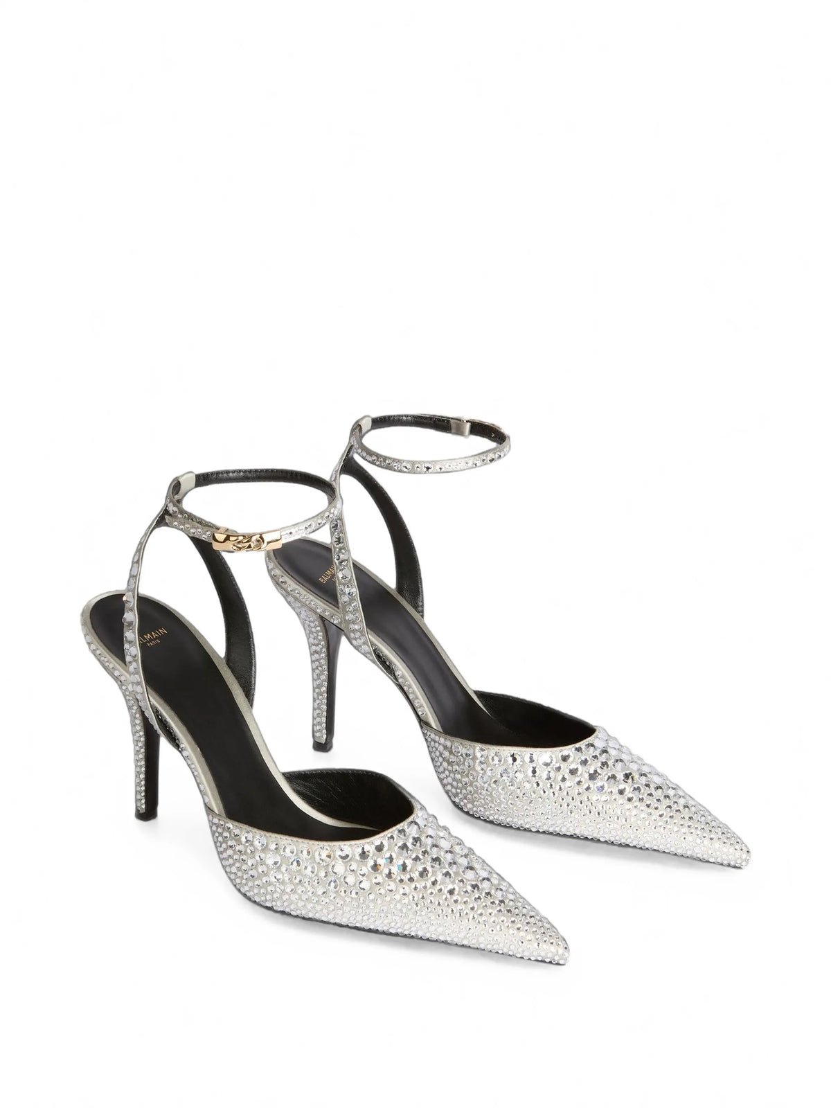 strappy satin pumps with crystals