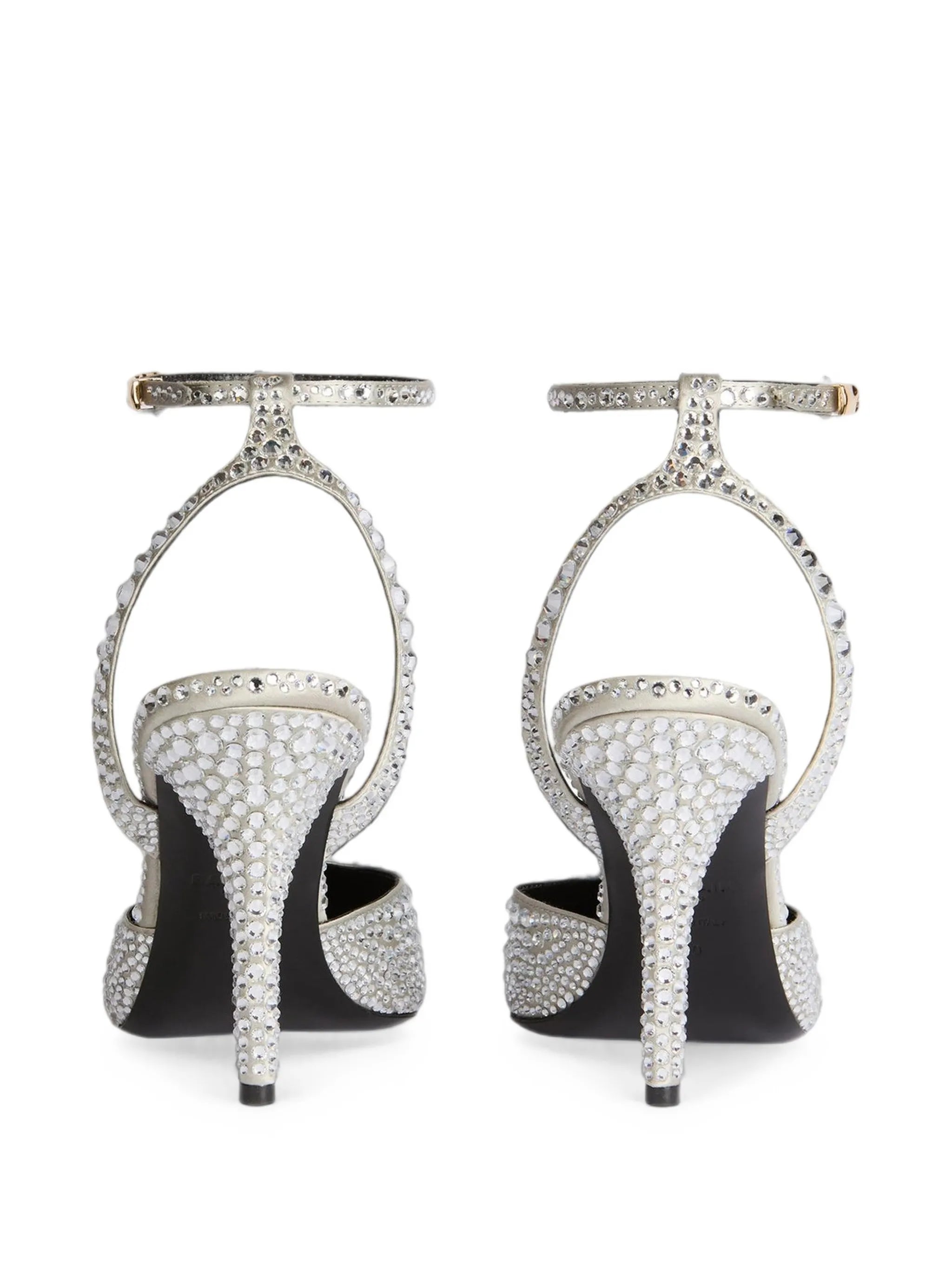 strappy satin pumps with crystals