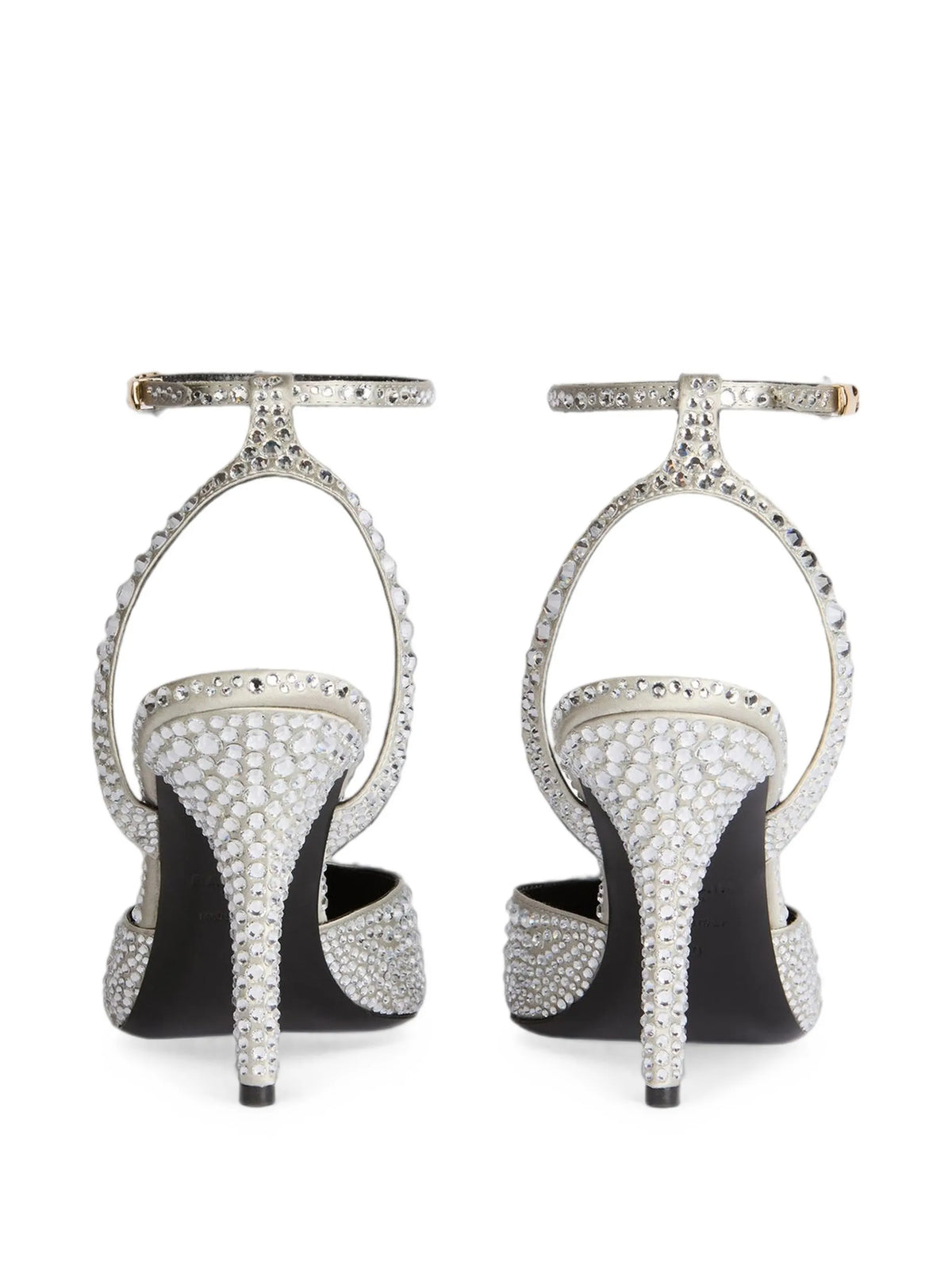 strappy satin pumps with crystals