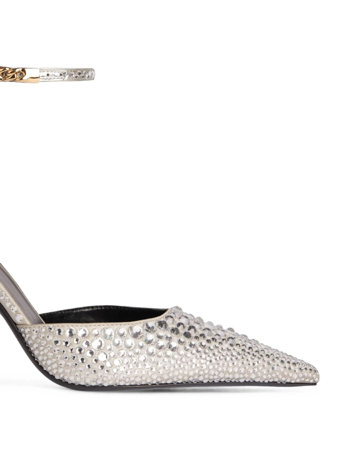 strappy satin pumps with crystals