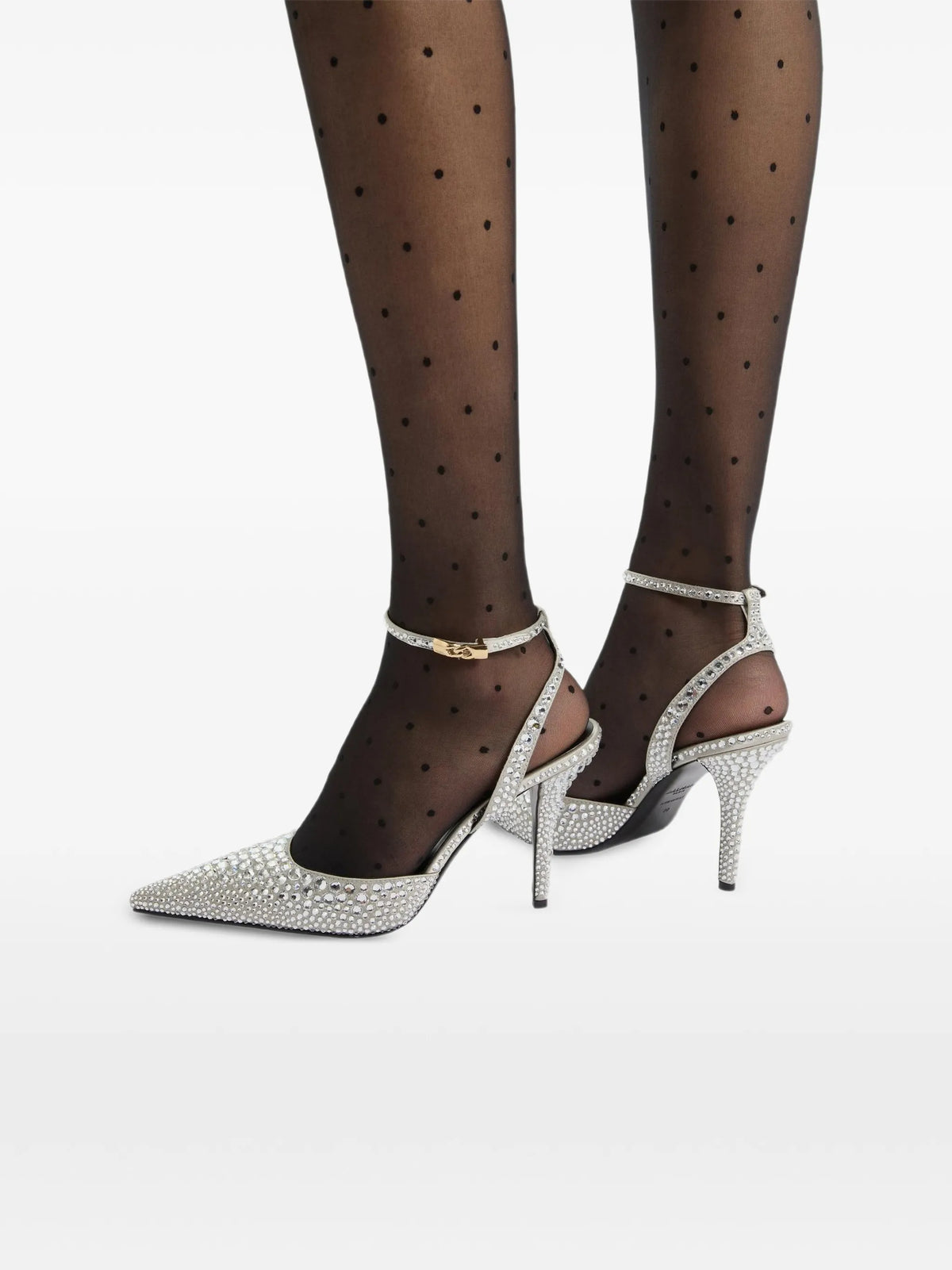 strappy satin pumps with crystals