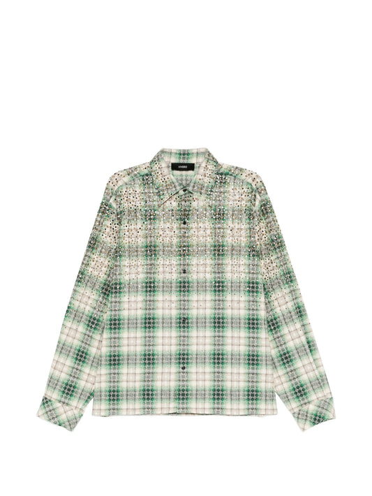 stud-embellished checked shirt