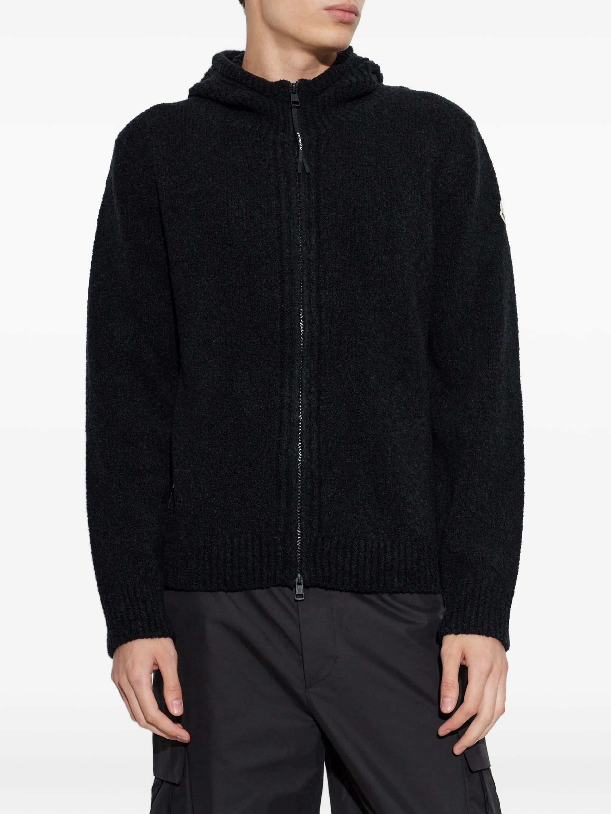 hooded zip-up cardigan
