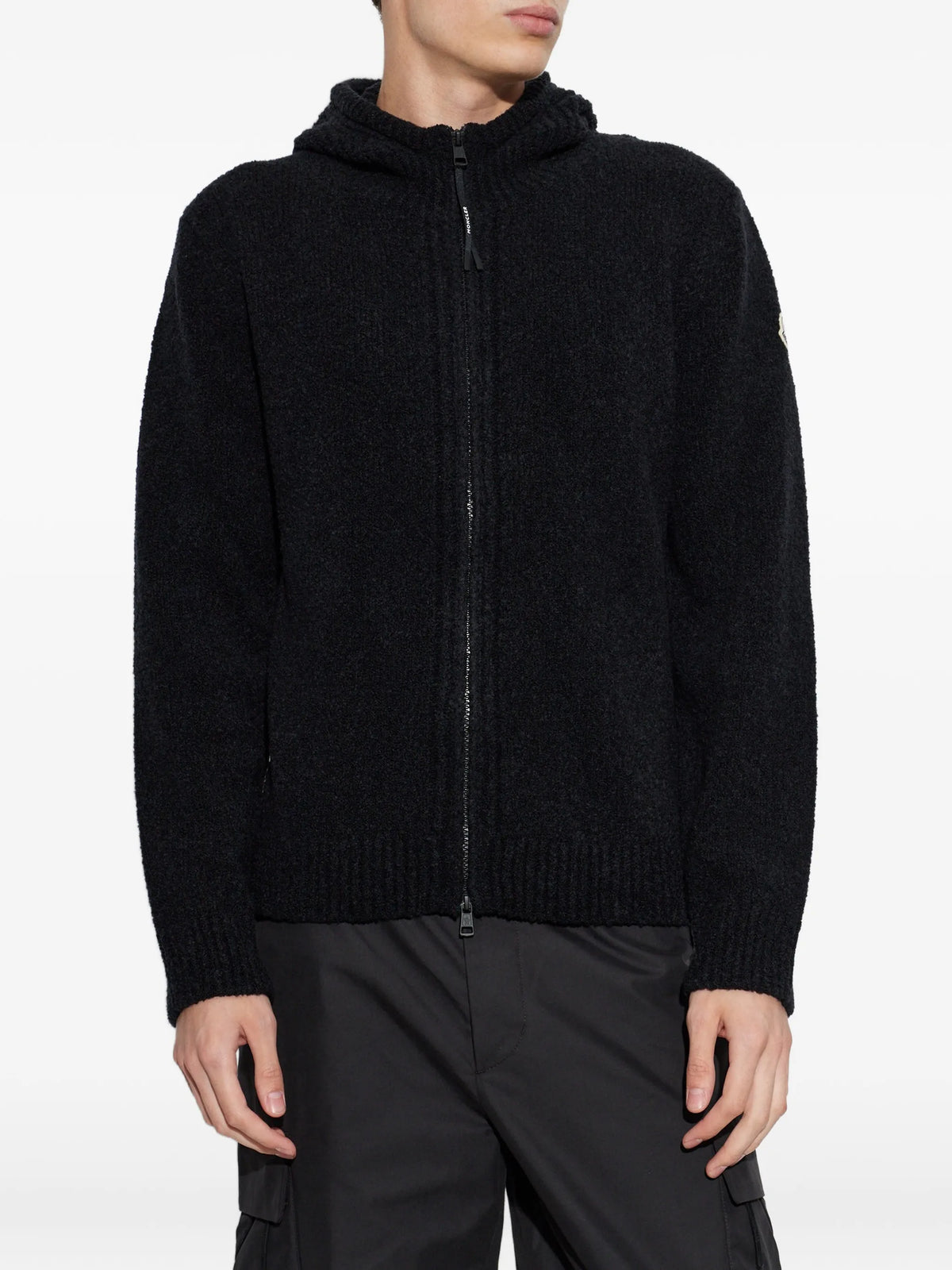 hooded zip-up cardigan