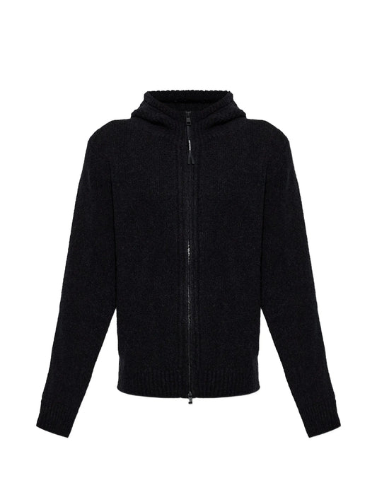hooded zip-up cardigan
