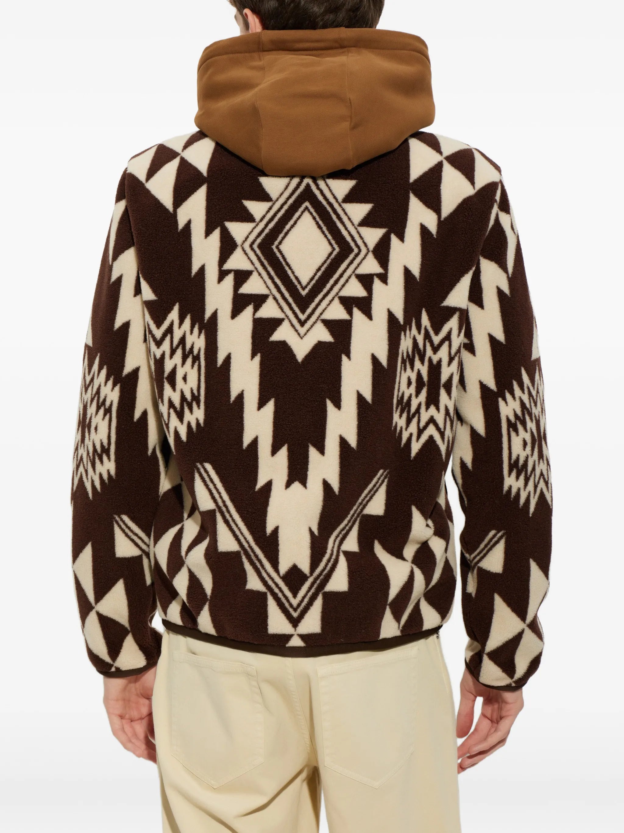 geometric-pattern fleece sweater