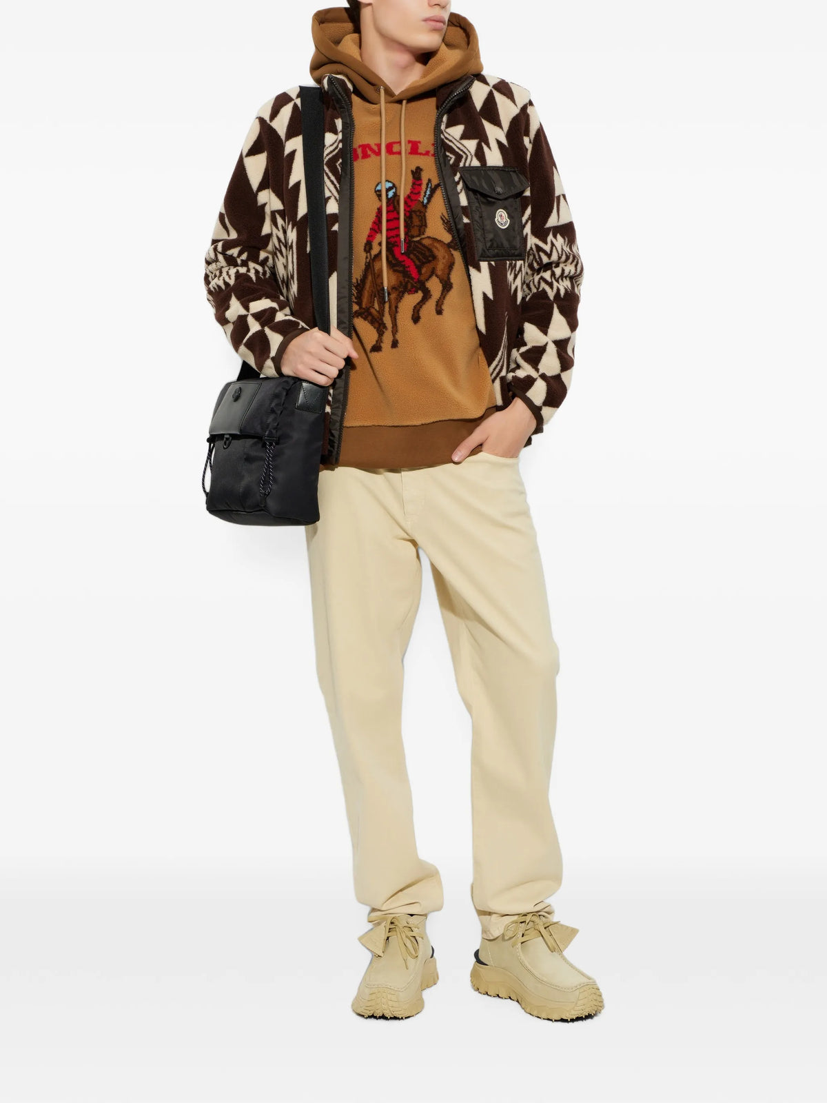 geometric-pattern fleece sweater