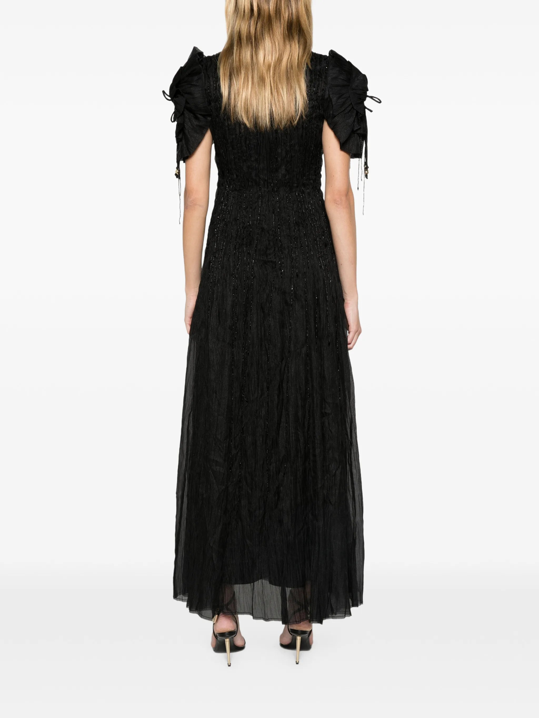 Hazel embellished pleated maxi dress