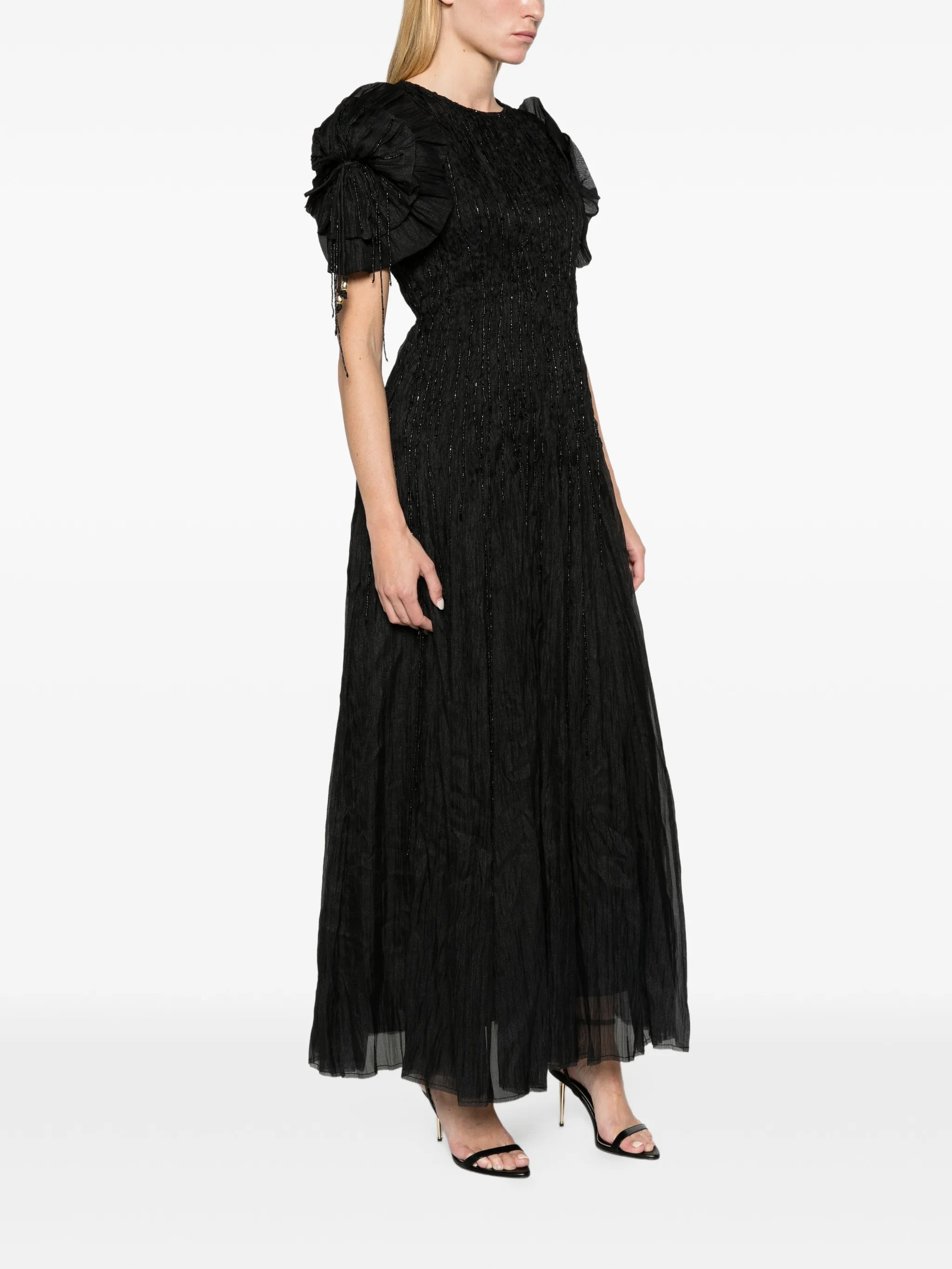 Hazel embellished pleated maxi dress